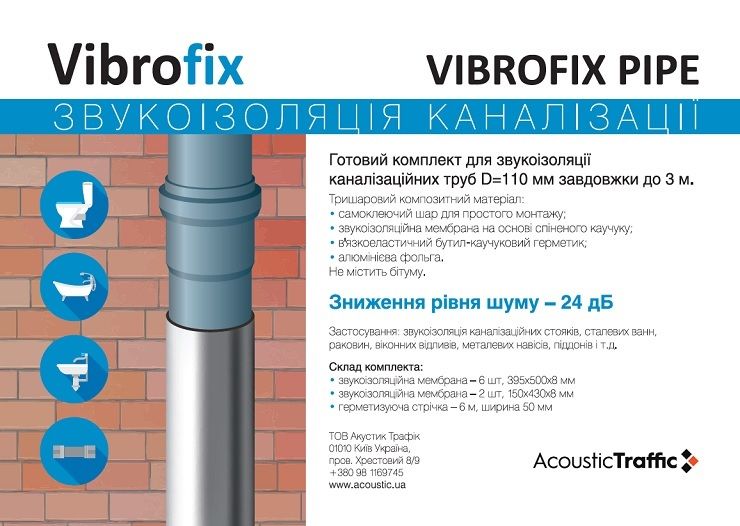 Набір для звукоізоляції каналізаційних труб Vibrofix PIPE  12323 фото